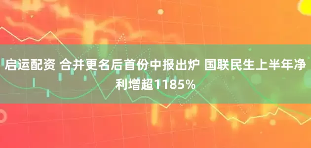 启运配资 合并更名后首份中报出炉 国联民生上半年净利增超1185%